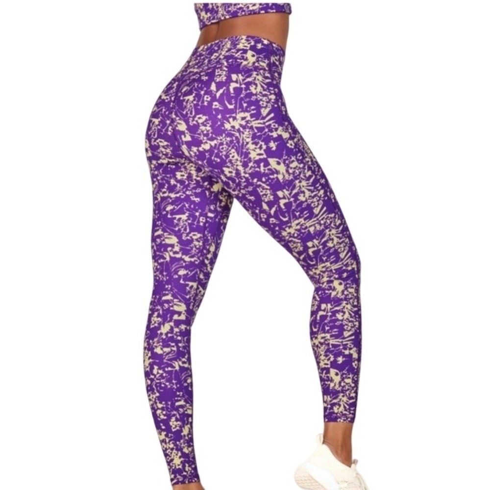 Fabletics‎ Anywhere High-Waisted Leggings Purple Lime Floral 4X LG